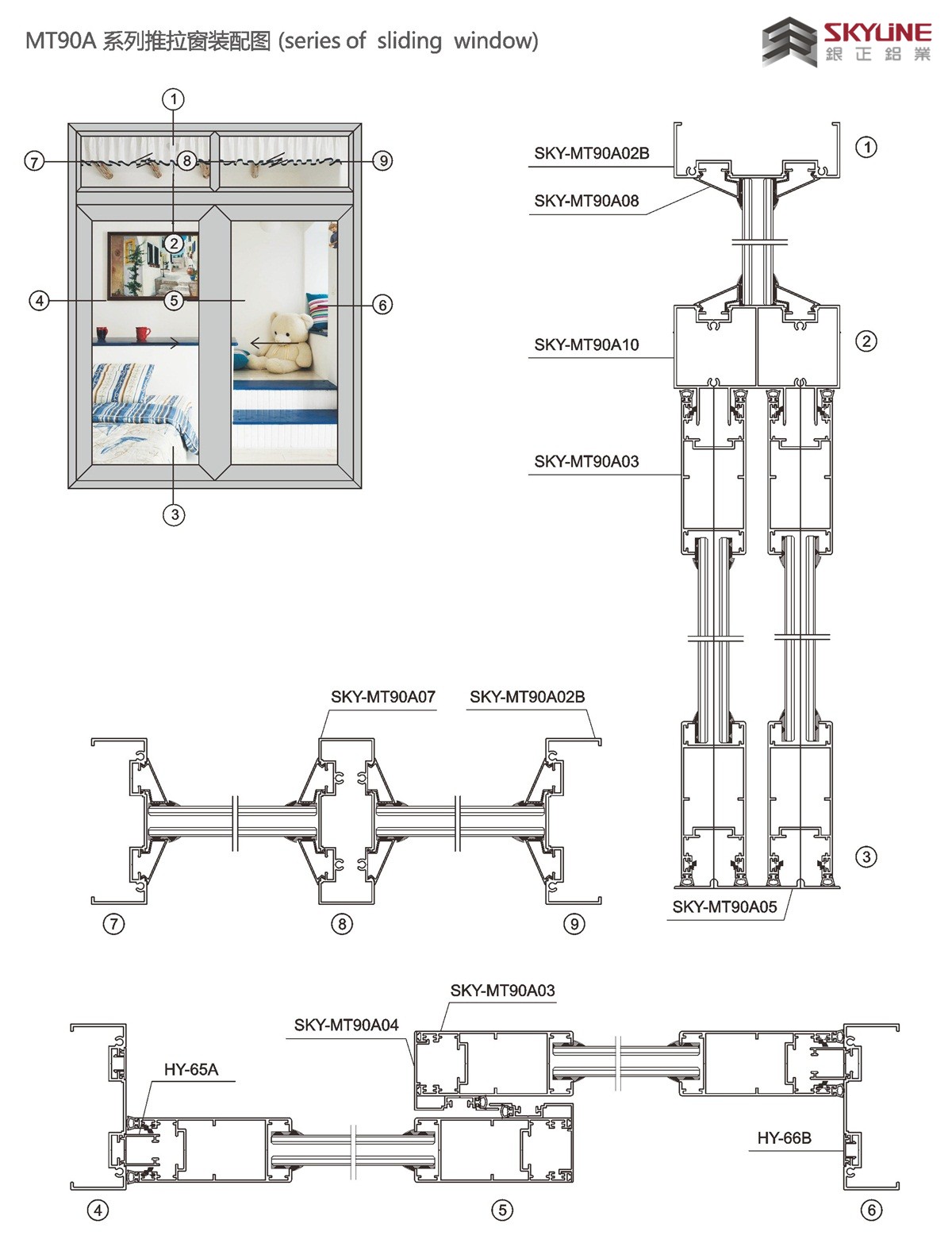 MT90A 系列推拉窗装配图