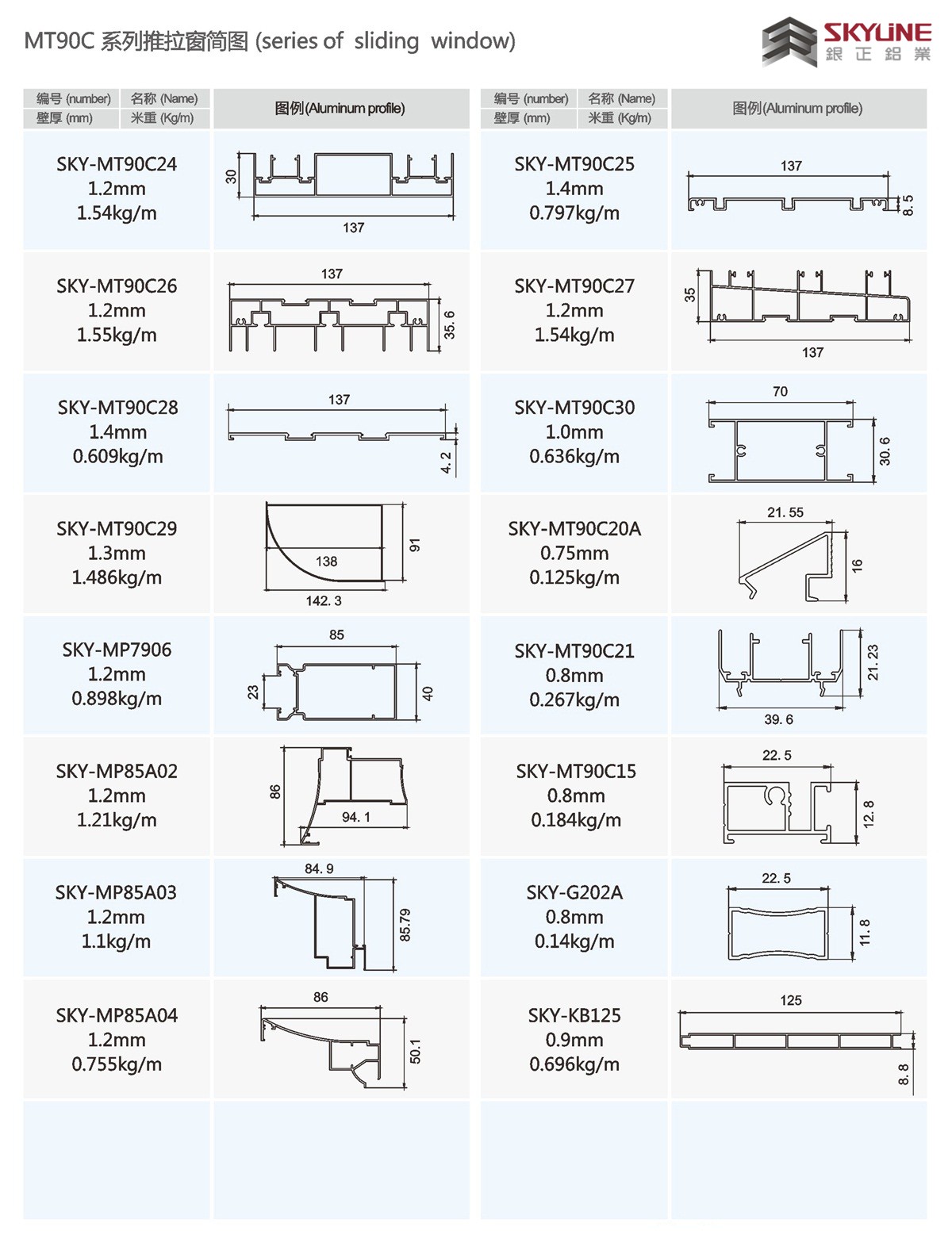 MT90C 系列推拉窗装配图